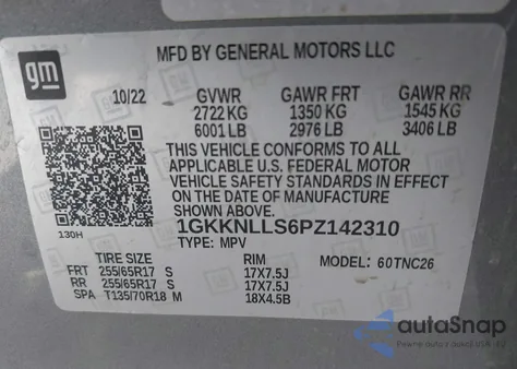 2023 GMC Acadia Awd At4 from USA, damaged, VIN 1GKKNLLS6PZ142310